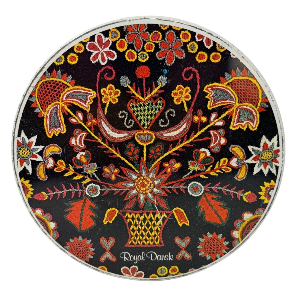 Vintage‎ Royal Dansk Covered Cookie Tin Retro 1970s Danish Modern Hedebo